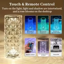 16 Colors Touch Night Light LED Crystal Table